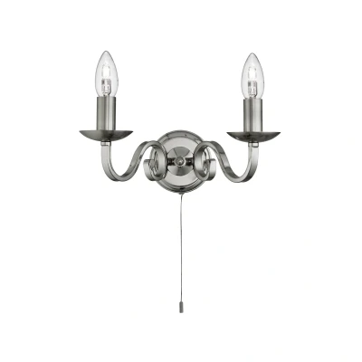 Afbeelding van Searchlight Richmond Wandverlichting Met Trekschakelaar 30 X 16 Cm Satijn Zilver