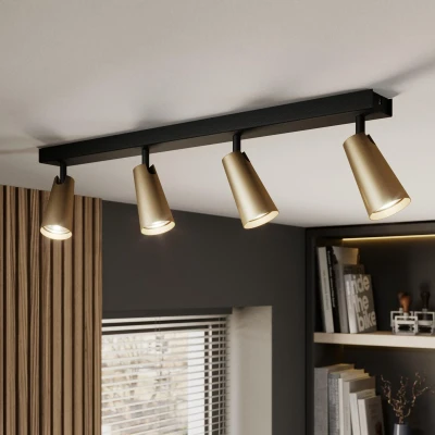 Afbeelding van Lucande buitenspot 4lichts metaal H: 16 cm GU10 messing, goud, zwart