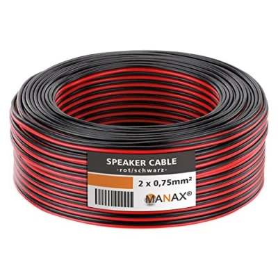 Afbeelding van MANAX SC2075 Luidsprekerkabel 2 x 0,75 mm² CCA (luidsprekerkabel/audiokabel), mm², 10,0 m, rood/zwart