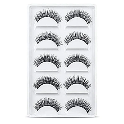 Afbeelding van URAQT Valse wimpers, 5 paar, 3D natuurlijke look, herbruikbaar, soepel, handgemaakt, voor wimperverlenging (natuurlijk uiterlijk)