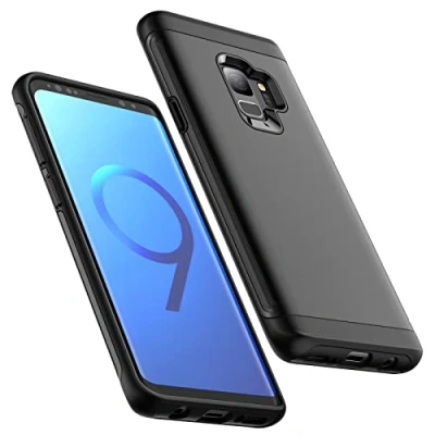 Afbeelding van JETech Schokbestendige beschermhoes voor Samsung Galaxy S9, robuuste dubbele bescherming, met schokbestendige, (zwart)