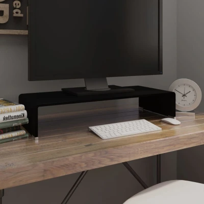 Afbeelding van Tv meubel/monitorverhoger zwart 70x30x13 cm glas