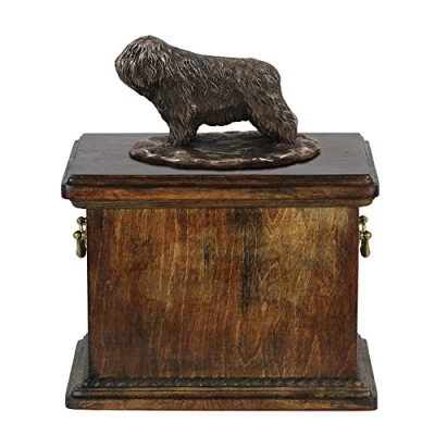 Afbeelding van Elegante urn hond voor de as van een Poolse Laaglandhond met beeldje