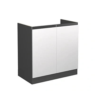 Afbeelding van Vicco Wastafelkast R Line, Wit/Antraciet, 80 cm J vorm, zonder werkblad