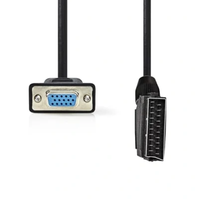 Afbeelding van Nedis SCART Kabel Male VGA Female 15p Vernikkeld 480p 2.00 m Rond PVC Zwart Label