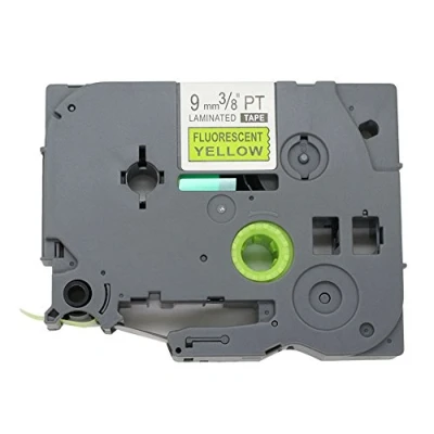Afbeelding van BROVACS Labeltape zwart op neongeel compatibel met Brother P Touch TZ C21 TZe 9 mm OPA1332