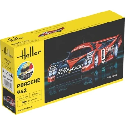 Afbeelding van 1:43 Heller 56109 Porsche 962 Sport Auto Starter Kit Plastic Modelbouwpakket