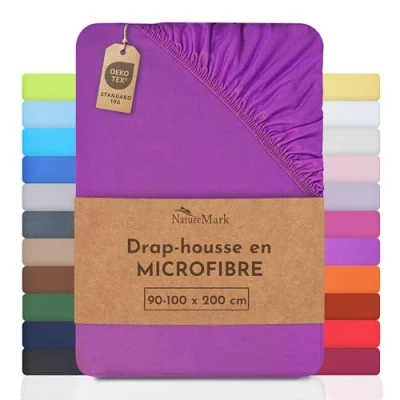 Afbeelding van NatureMark Hoeslaken van microvezel, speciale prijs. Merkproduct in verschillende maten en kleuren, 100% polyester, paars, 90 x 200 100 cm