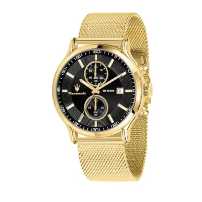 Afbeelding van Maserati R8873618014 Herenhorloge chronograaf, goud/zwart, armband, Armband