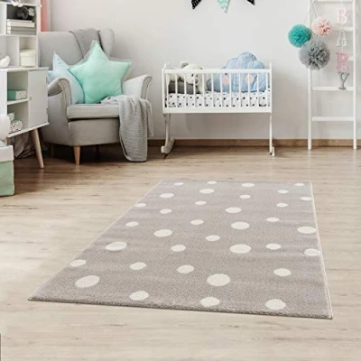 Afbeelding van Jimri Kindertapijt Dots l punten Öko Tex zegel Kleur: beige, blauw roze Kinderkamer/tienerkamer (mint, Ø 120 cm rond)