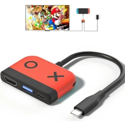 Afbeelding van Switch Dock voor Nintendo OLED, 3 in 1 tv adapter met HDMI 4K, USB 3.0 poort, PD type C 65 W, draagbaar reisdockingstation Switch/Switch OLED