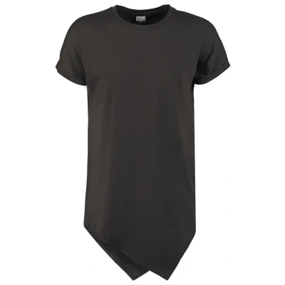 Afbeelding van Urban Classics Asymetric LONG TEE Tshirt print, Heren, Maat: Small, Black