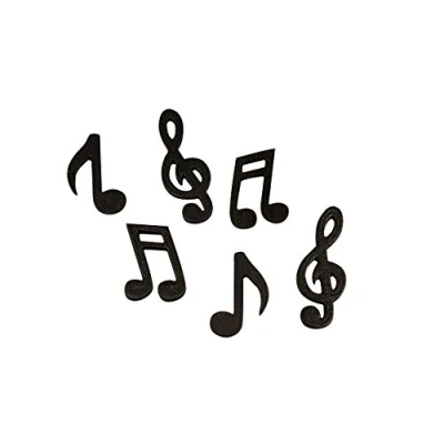 Afbeelding van Set van 24 decoratieve zwarte sleutels en muzieknoten voor muzikanten muziekliefhebbers, unieke verpakking