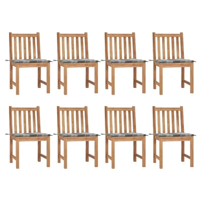 Afbeelding van Tuinstoelen 8 st met kussens massief teakhout
