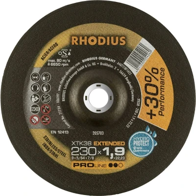 Afbeelding van RHODIUS 205703 Doorslijpschijf gebogen 230 mm 1 stuk(s) RVS, Staal