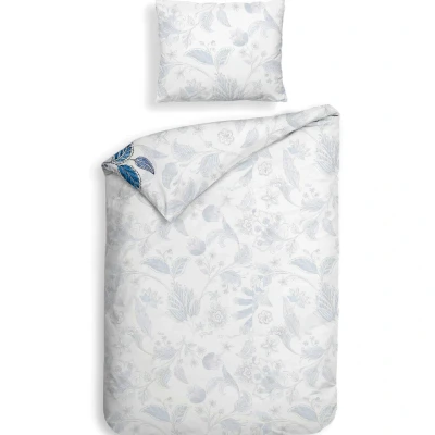 Afbeelding van Heckettlane Dekbedovertrek Asia Dekbed met instopstrook Wit 100% Katoen Satijn Bloemen 140x220 + 1 sloop 60/70 cm