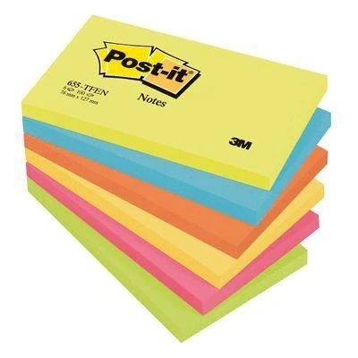 Image de 3M Post it Notes Rainbow lot 655TFEN, 127x76 mm, 6 couleurs