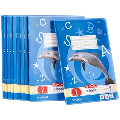 Afbeelding van Herlitz 3320207 Notitieboek, A5/16, gelinieerd, 02 met FSC gekleurde achtergrond, 10 stuks