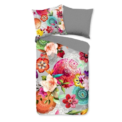 Afbeelding van Flanellen Dekbedovertrek 135x200 cm Mandala en Bloemen Print Multi 1 Persoons 100% Katoen Flanel