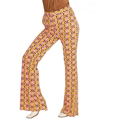 Afbeelding van Widmann Hippie Kostuum Groovy Gwendolyn 70s Dames Broek, Lps Vrouw Oranje Small / Medium Carnavalskleding Verkleedkleding