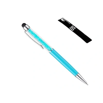 Afbeelding van KWALITEIT 2 in 1 capacitieve touchscreen stylus en balpen met Swarovski kristallen. GRATIS PEN OPLADEN (LICHTBLAUW)