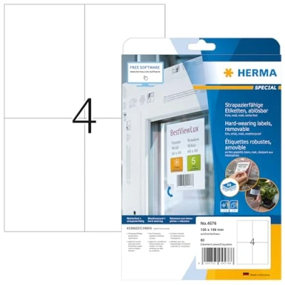 Afbeelding van Etiket HERMA 4576 105x148mm folie wit 80stuks