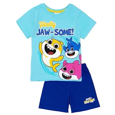 Afbeelding van Baby Shark Jongens Pyjamaset Kids Blauw T shirt van Shorts PJs Jaw some Onderwater Adventure Design Officieel Merchandise Perfect cadeau voor kleine haaienliefhebbers,