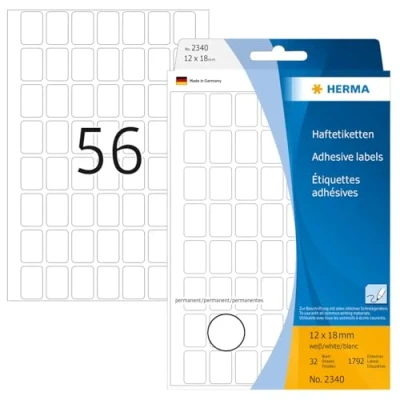 Afbeelding van Herma 2340 universele etiketten 12 x 18 mm 1792 stuks wit