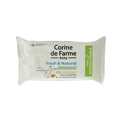 Image de Corine de Farme Lingettes Change Fresh &amp; Natural Nettoyantes Bébé 97% d&#039;Ingrédients Naturels pour Peaux Sensibles Fabrication Écoresponsable Fabriqué en France 56 Pcs