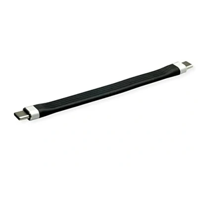 Afbeelding van ROLINE USB 3.2 Gen 2 siliconenkabel, met PD (Power Delivery) 20V3A, Emark, C C, M/M, zwart, 11 cm