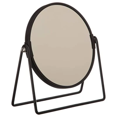 Afbeelding van Dubbele make up spiegel/scheerspiegel op voet 19 x 8 21 cm zwart Badkamer scheerspiegels standaard