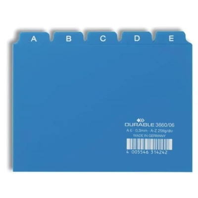 Afbeelding van Durable 366006 A6 AZ bedrukte tabverdelers set van 25 blauw