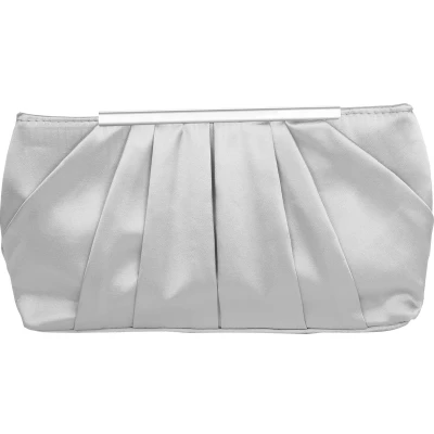 Afbeelding van Lollanda Elegante geplooide satijnen clutch voor dames, avondfeest, eindejaarsbal, bruiloft, zilverkleurig, zilver.