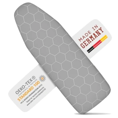 Afbeelding van arteneur® Premium strijkplankhoes, 120 x 40 cm, voor stoomstrijkijzer, made in Germany met high speed zone, Thermo Reflect, dik schuim en molton, 3 verstelbare bevestigingsclips