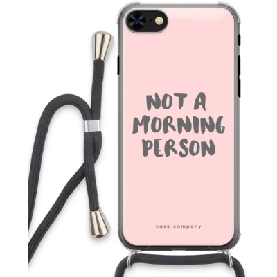Afbeelding van Case Company® hoesje met Koord geschikt voor iPhone 8 Morning person Telefoonhoesje Zwart Extra Bescherming aan alle Kanten en Over de Schermrand