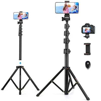 Afbeelding van Victiv 172cm Aluminium Smartphone Statief, Uitschuifbare Selfie Stick Statief met Draadloze Afstandsbediening en Houder voor Mobiele Telefoon, Compatibel iPhone 14 13 12 11 Pro XS Max XR, Camera