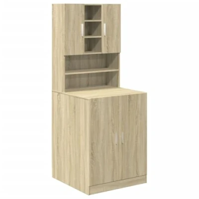 Afbeelding van vidaXL Kasten voor wasmachine 2 stuks Sonoma eiken hout engineering
