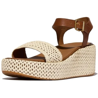 Afbeelding van FitFlop Platfforms Woven Wedge Ankle Strap Sandals BRUIN Maat 41