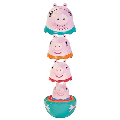 Afbeelding van Toomies TOMY E73526 Peppa Gigognes, badspeelgoed, Russische poppen, familie, Pig, papa, moeder, en George, vanaf 18 maanden, gemakkelijk te reinigen strand zwembadspeelgoed