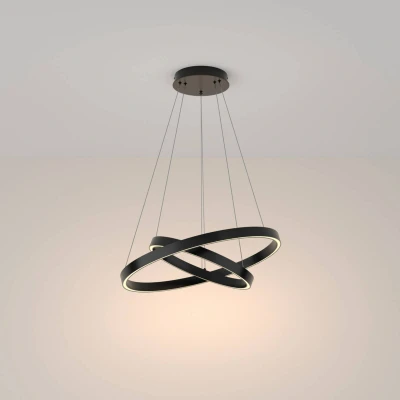 Afbeelding van Maytoni Rim hanglamp 830 2 ringen Ø 60 cm zwart