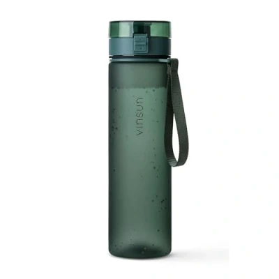 Afbeelding van VINSUN Waterfles, 1 l, donkergroen, BPA vrij, lekvrij, gemakkelijk met één hand te openen, lichte sportfles voor fietsen, wandelen, reizen, fitness, kamperen