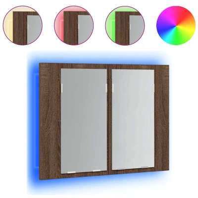 Afbeelding van vidaXL Spiegelkast LED 60x12x45 cm bewerkt hout bruin eikenkleur