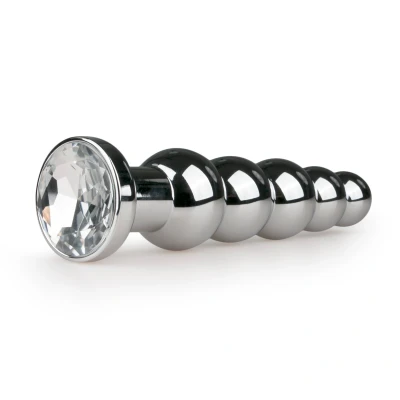 Afbeelding van Zilveren Dunne Buttplug Met Kristal Levensecht Gevoel