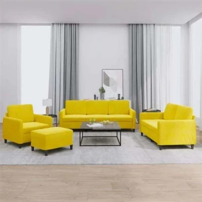 Afbeelding van vidaXL 4 delige Loungeset fluweel geel