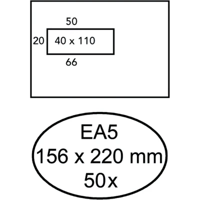 Afbeelding van Envelop Hermes EA5 156x220mm venster 4x11links zelfkl 50stuk