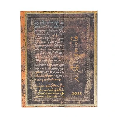Afbeelding van Embellished Manuscripts Collection Michelangelo, Handwriting (Embellished Collection) Ultra 12 month Horizontal Hardback Dayplanner 2025 (Wrap Closure)