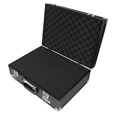 Afbeelding van HMF 14501 02 aluminium fotokoffer, wapenkoffer met rasterschuim, 46 x 33 15 cm, zwart