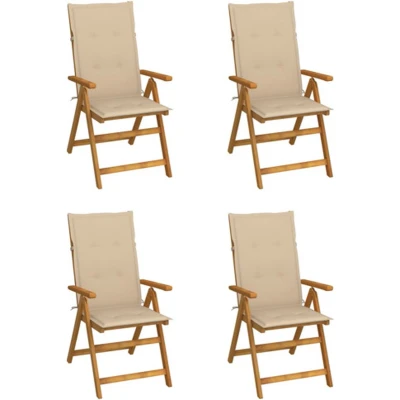 Afbeelding van Tuinstoelen 4 st verstelbaar met kussens massief acaciahout