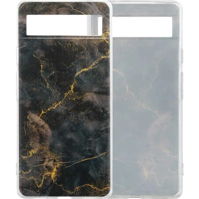 Afbeelding van iMoshion hoesje Geschikt voor Google Pixel 6a Siliconen Design Meerkleurig / Black Marble
