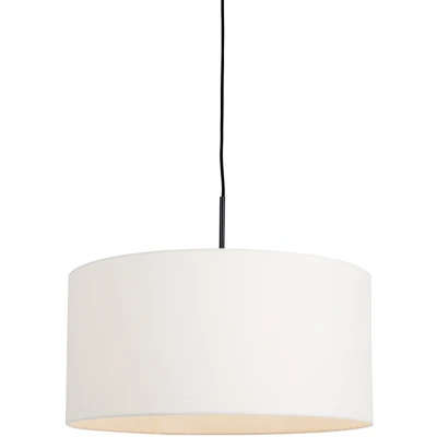 Afbeelding van QAZQA Moderne hanglamp zwart met witte kap 50 cm Combi 1